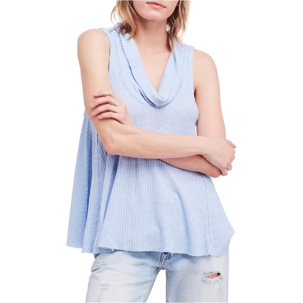NWT Free People We the free Womens Swing It Cowl Neck Tank Top, Blue,